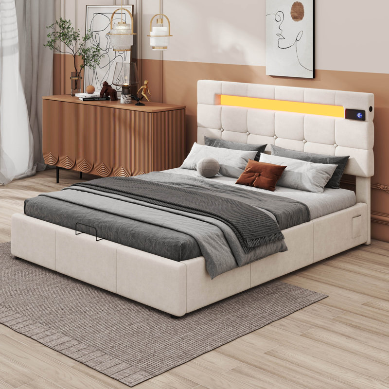 Lit plateforme tapissier Orlena, Grand