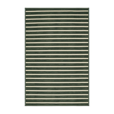 Tapis vert à rayures horizontales lavable à la machine