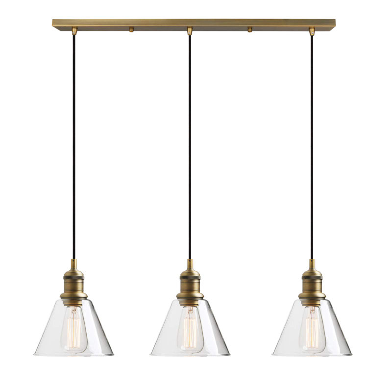 3 - Light Kitchen Island Pendant, Antique