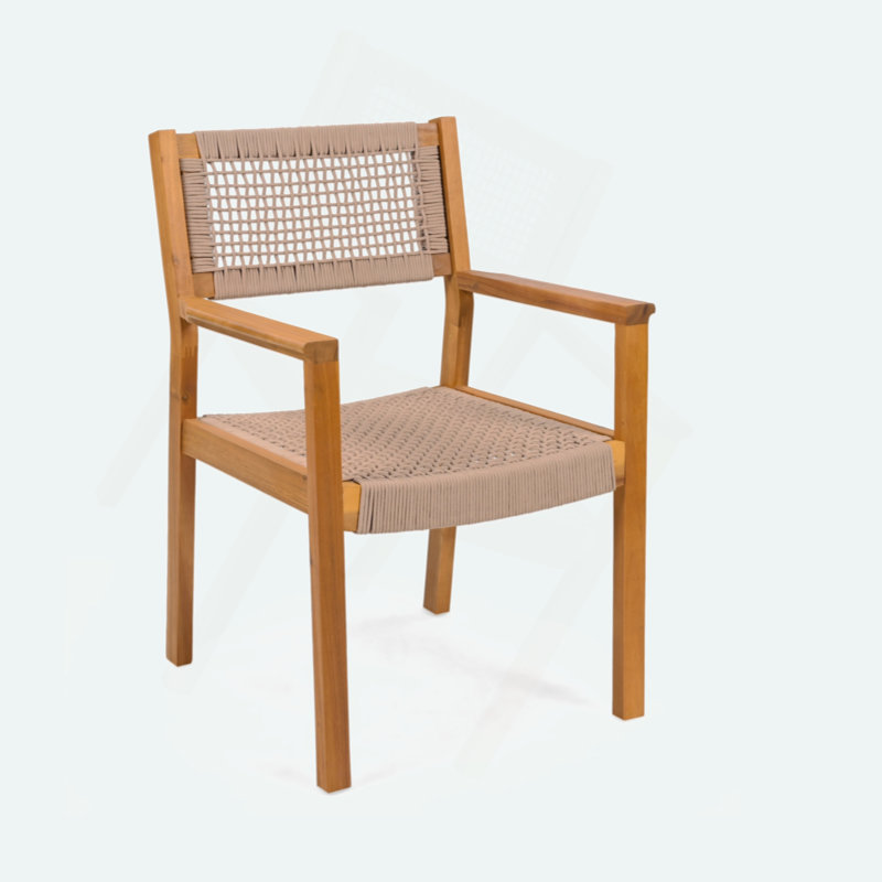 Chaise tressée, Brun clair / teck, 2