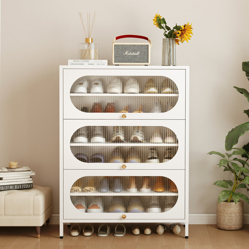 Armoire de rangement pour chaussures en métal 18 paires avec tablette amovible