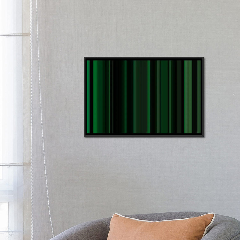 Rayures matures foncées vertes, impression sur toile, H 18 po x l 26 po x P 1,5 po, Toile encadrée noire, Pas de tapis