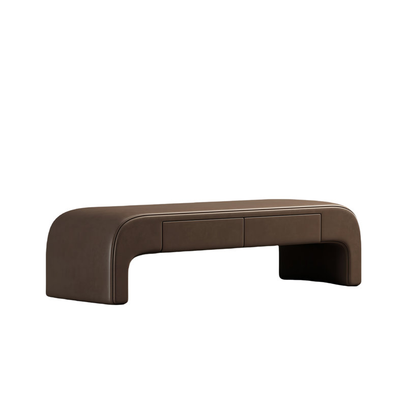 Banc de bout de lit simple en bois massif, Café