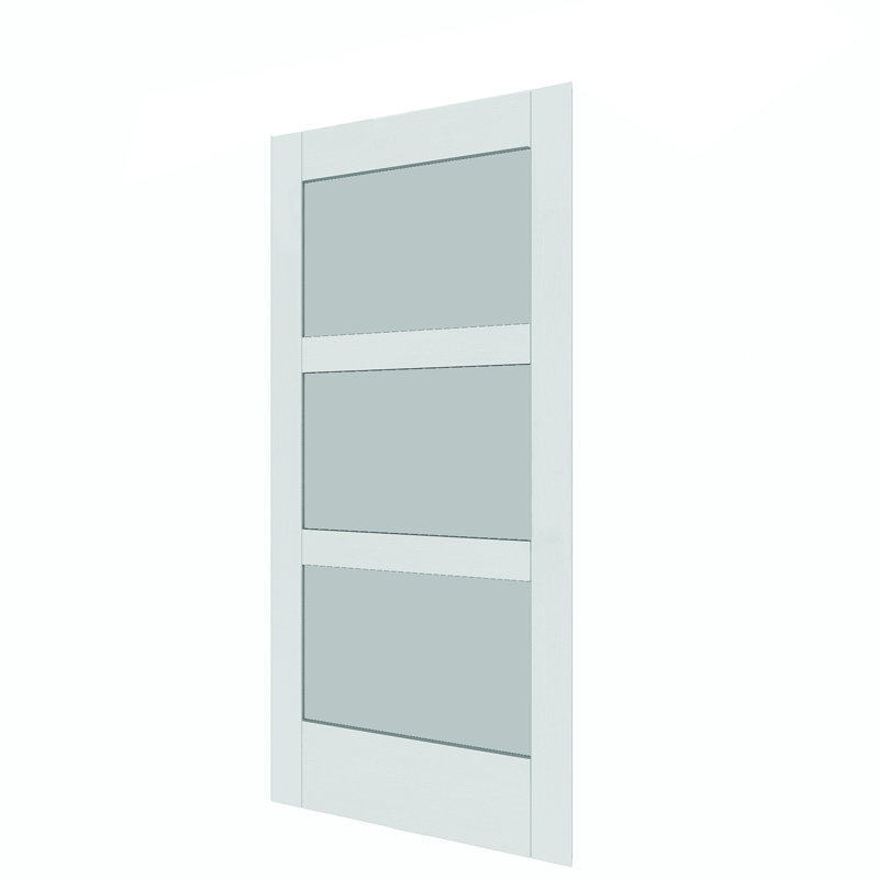 White Frosted Glass Paneled MDF Barn Door, 37'' x 84''