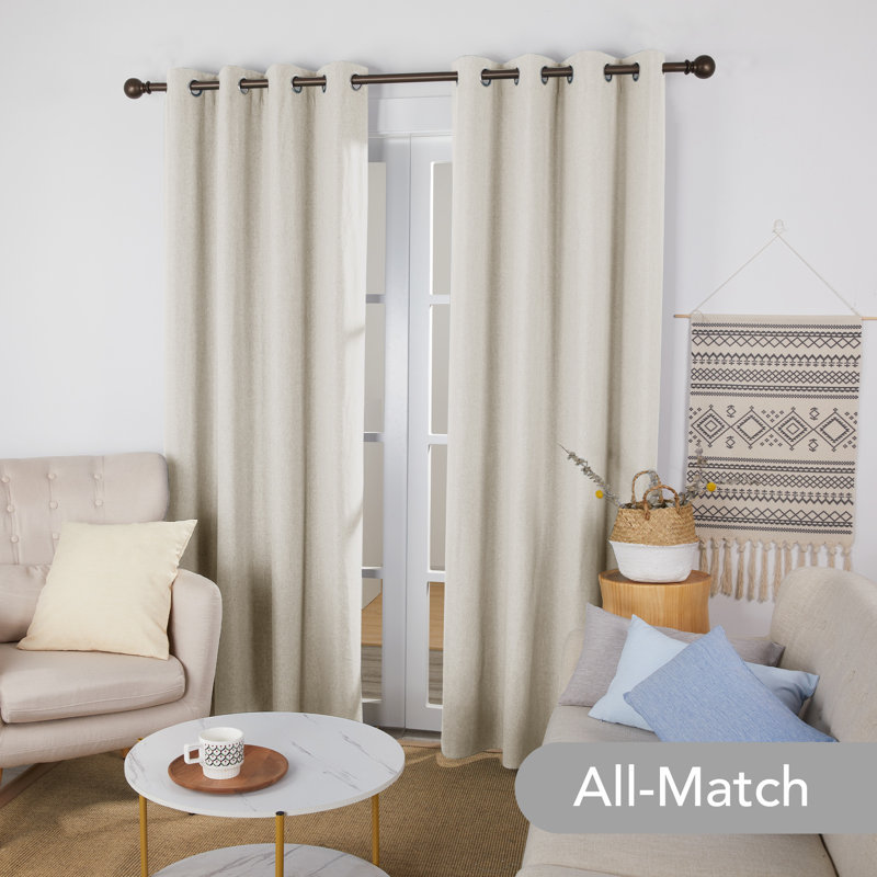 Alhamdi Blackout Curtain, 132cm Width x 138cm Drop, Cream