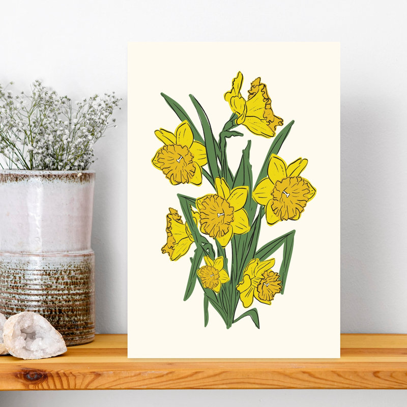 Jaune vif, jonquilles jonquilles, art mural nature, H 18 po x l 12 po
