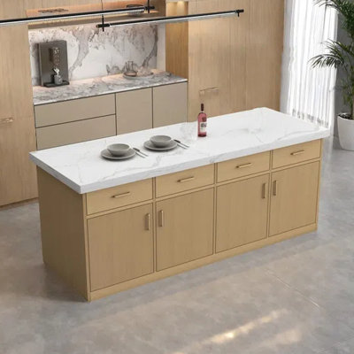Îlot de cuisine en marbre avec rangement - élégant et fonctionnel pour les cuisines modernes