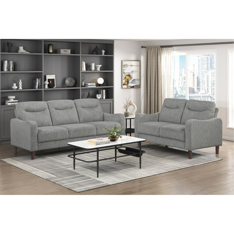 Ensemble de canapés 2 pièces Modern, Grey Faux Leather