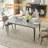 59" X 32" Sintered Stone Gray Dining Table, Modern Rectangular Kitchen Table With Sturdy Metal Legs, Seats 4-6 For Family Dining-1316749425