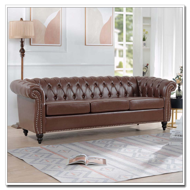 Canapé Chesterfield 84,65 po, Dark Brown