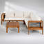 Ensemble de canapé d'extérieur en forme de L en bois d'acacia durable avec accoudoirs en maille tissée et coussins confortables pour terrasse