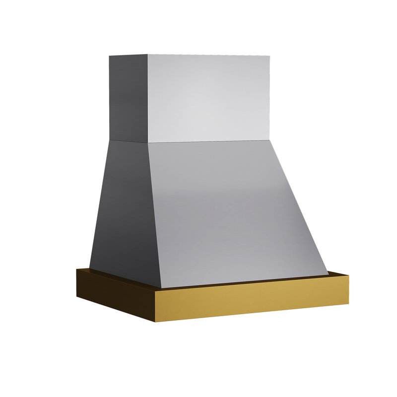 30 in. 600 CFM Wall Mounted Range Hood with Gold Accents, Stainless Steel