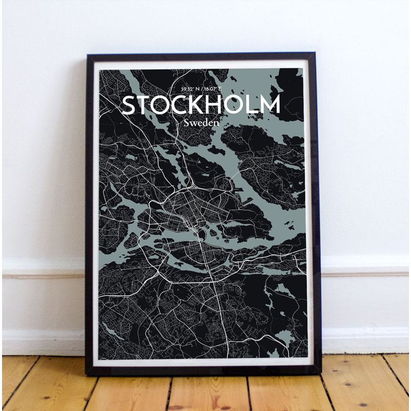 Stockholm City Map - No Frame Print, 91.4cm H x 61cm W x 0.13cm D