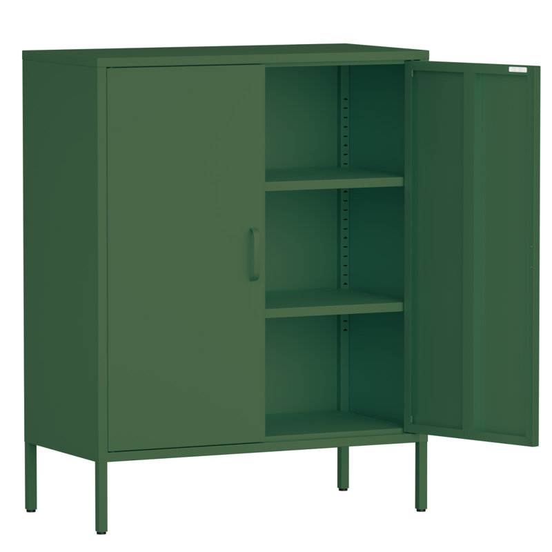 Le casier de rangement en métal, d'une hauteur de 40 pouces, est livré avec 2 portes et convient aux maisons, aux bureaux et aux bars à café. (Vert armée)
