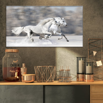 Animal, chevaux blancs, impression sur toile - Deux chevaux blancs