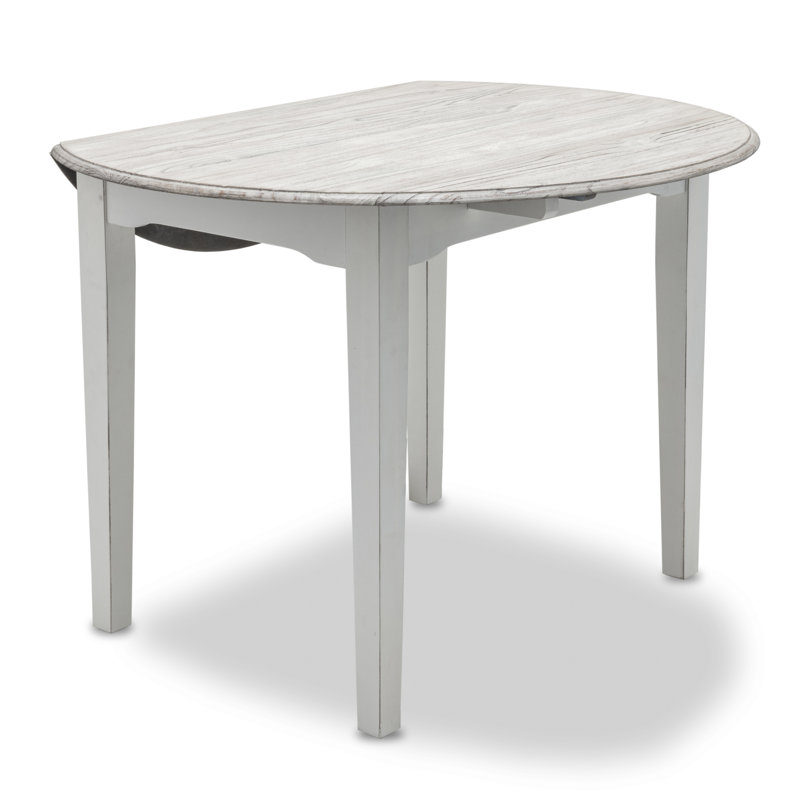 Table de salle à manger à abattants 42 po - finition gris pâle et blanc