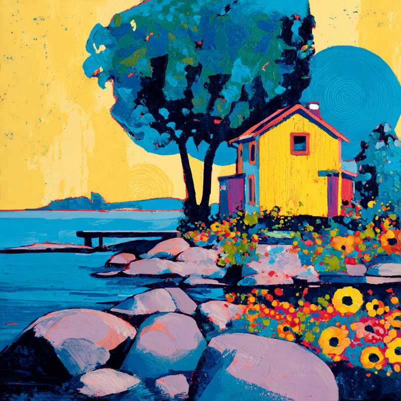 Art mural sur toile Sunlit Garden Retreat, l 40 po x H 40 po x P 1,5 po