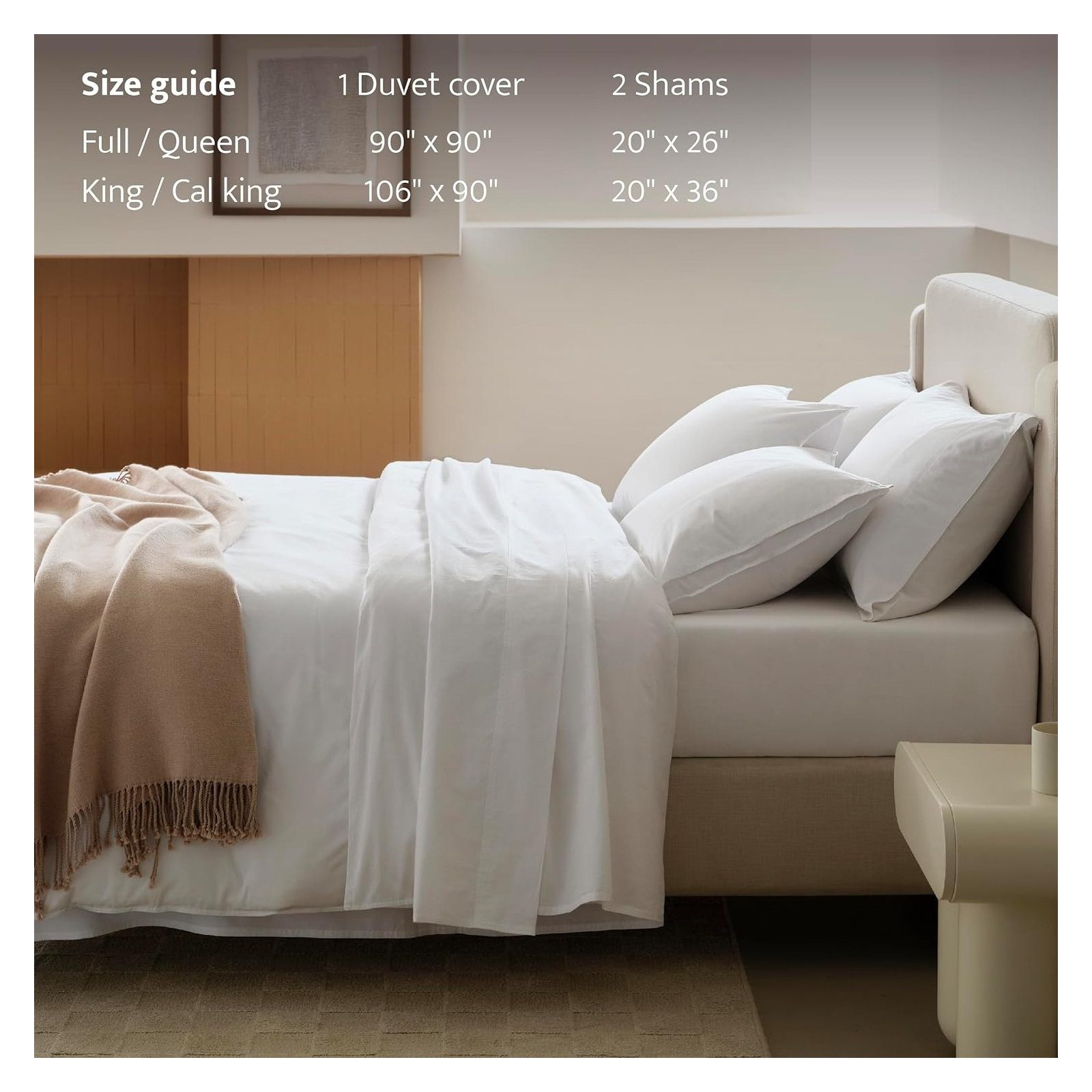 Double Stitch Cotton Solid Duvet Cover, Queen Duvet Cover + 2 Pillow Shams, Pure White