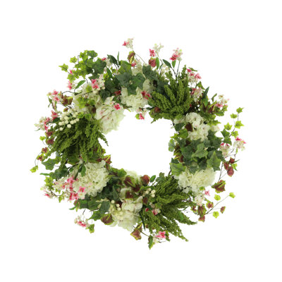 28'' Wreath with Hydrangea and Ivy