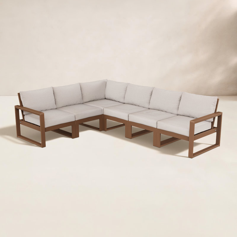 POLYWOOD® Edge 111" Patio Sectional, Granite, Teak