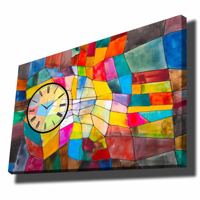 Elegant Canvas Wall Clock, 27.6 x 39.4 inches | 100% Suede Canvas with 100% Wooden Frame (Thickness: 1.1 inches) | Perfect for Home Décor, Stylish Timepiece for Living Room & Office, Unique Design