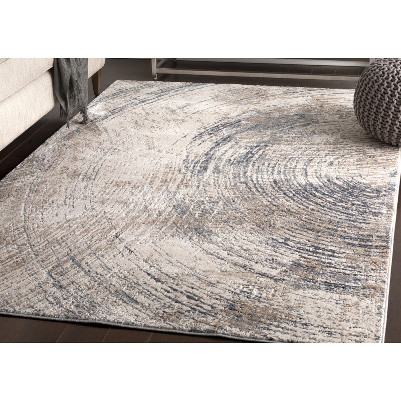 Hobert Abstract Ivory/Gray Area Rug, Rectangle 7'10" x 10'3"
