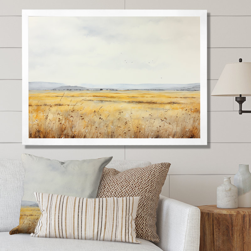 Tranquil Meadow Moments sur toile, Cadre simple blanc, H 34 po x l 44 po x P 1,5 po