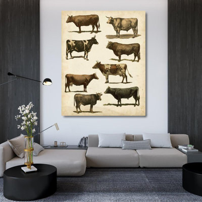 August Grove Vision Studio Gallery Wrapped Canvas Art Titled: Antique Cow Chart