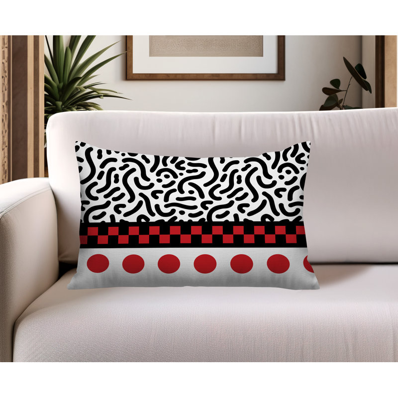 Oreiller rectangulaire réversible intérieur / extérieur Kixie, Rectangulaire H 14 po x l 20 po, Red