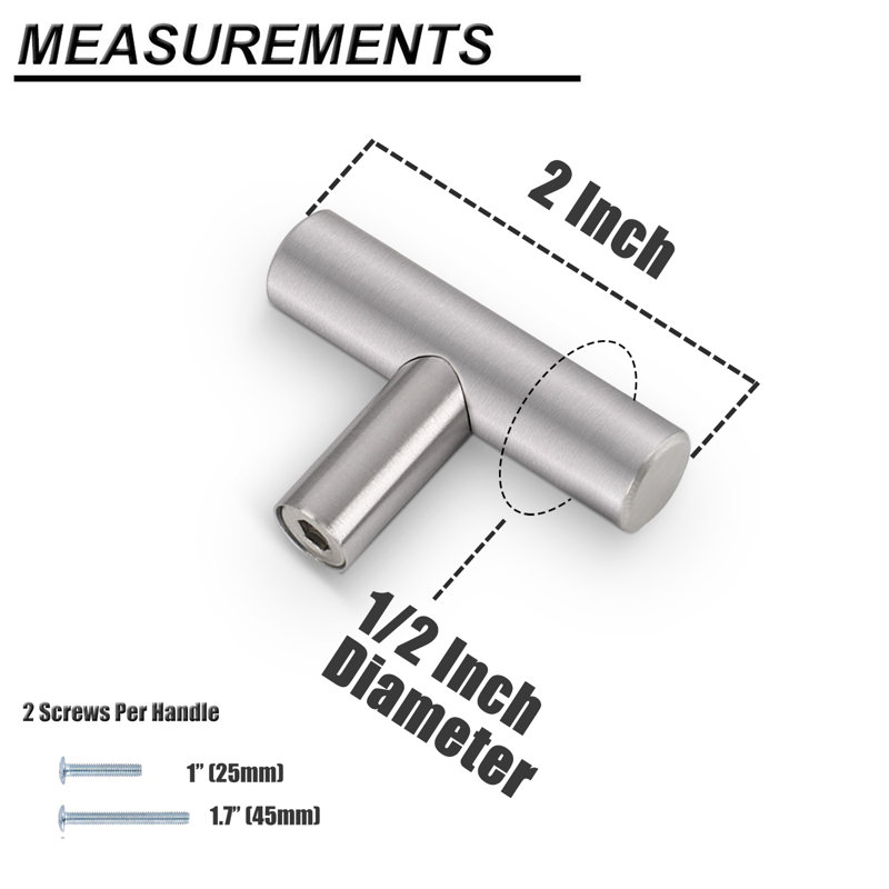 Bar Knob Multipack, Brushed Stainless Steel