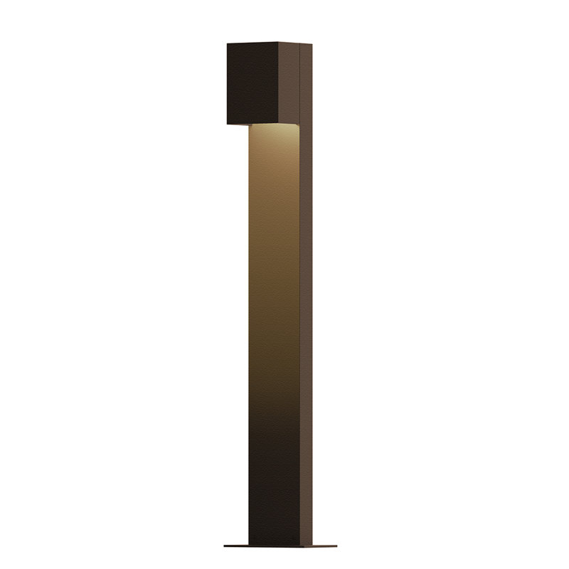 Box Integrated LED Metal Bollard Light, Bronze, 16" H x 3.5" W x 3.25" D