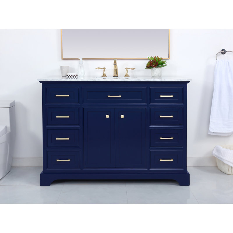 48-Inch Blue and White Marble Single Bathroom Vanity