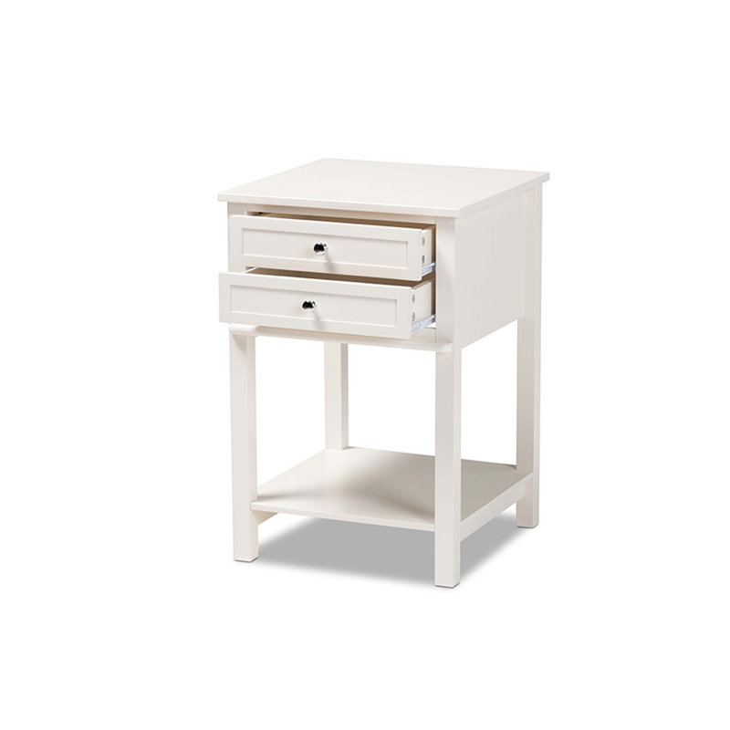 Table de chevet 2 tiroirs Ashfield, Blanc