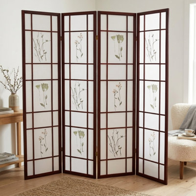 Cloison de 70 po de hauteur avec cloison de 70 po, avec motif de broderie florale traditionnelle asiatique 4, hauteur art cerise asiatique