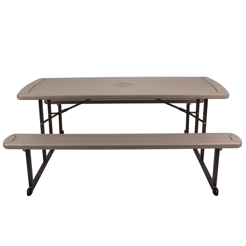 Heavy-Duty Folding Picnic Table , Brown