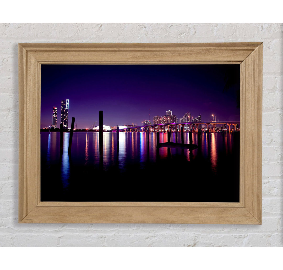 Skyline von Miami Gerahmter Druck