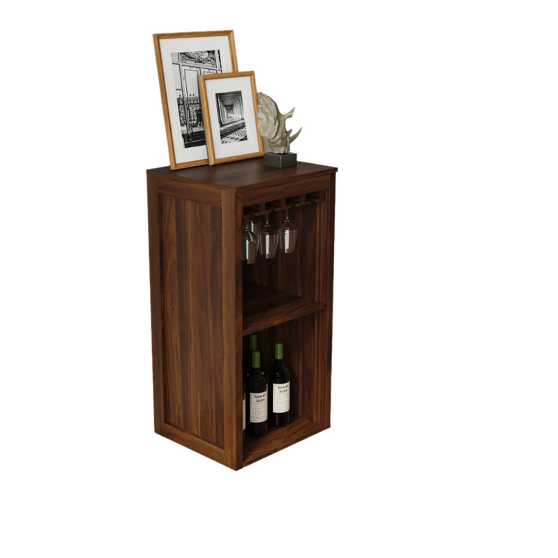 Refroidisseur à vin modulaire en noyer brun avec tablettes de rangement pour salle à manger 