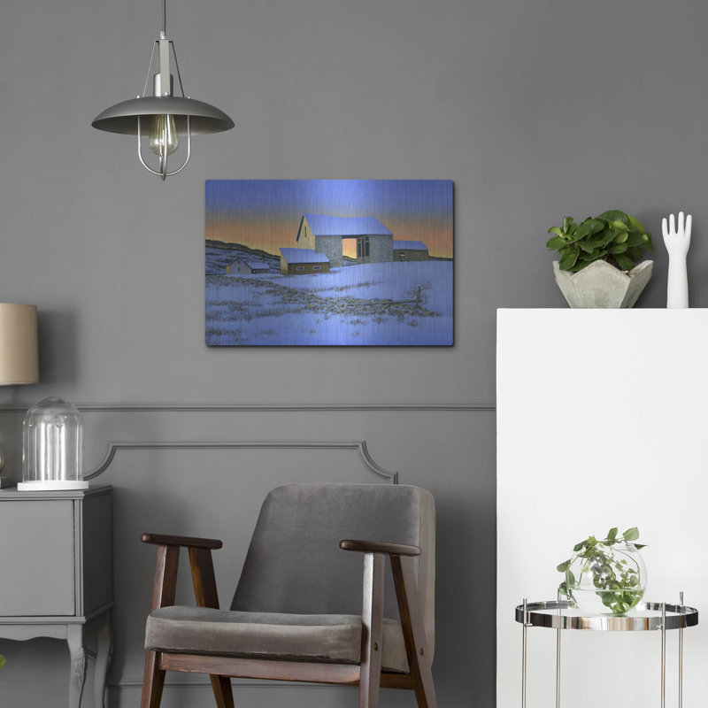  «Last Light Winter Blues» par Michael Fratrich, art mural en métal, 24 po x 16 po, H 16 po x l 24 po