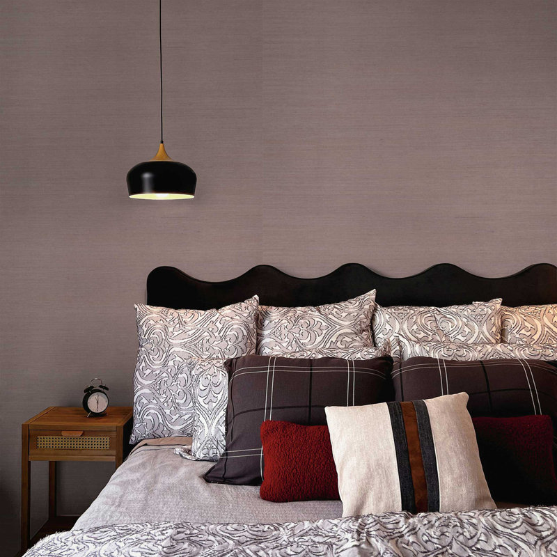 Sisal Monochromatic Authentic Grasscloth Wallpaper, Purple