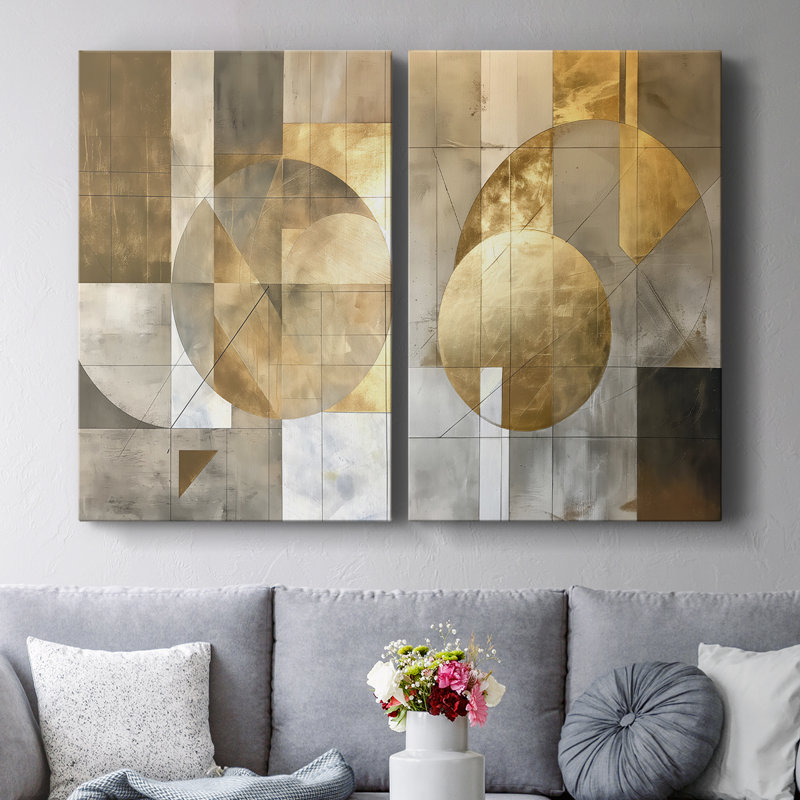 ABSTRACT Series CXV III - Toile tendue avec châssis de qualité supérieure - Prêt à être accroché, H 48 po x l 64 po