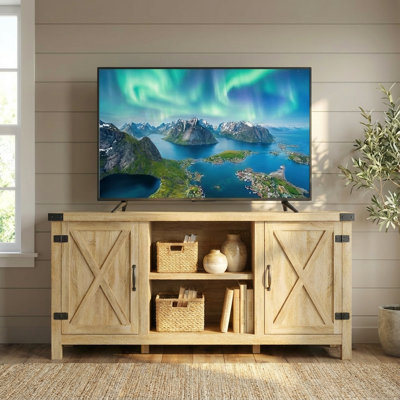Beinn 58" Modern Farmhouse Barn Door Media Console for TVs up to 65"