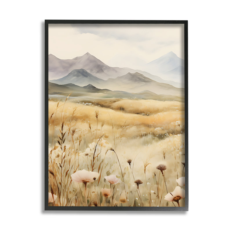 «Soft Mountainside Meadow», estampe numérique encadrée par Petals Prints Design, Giclée encadrée noir minuit