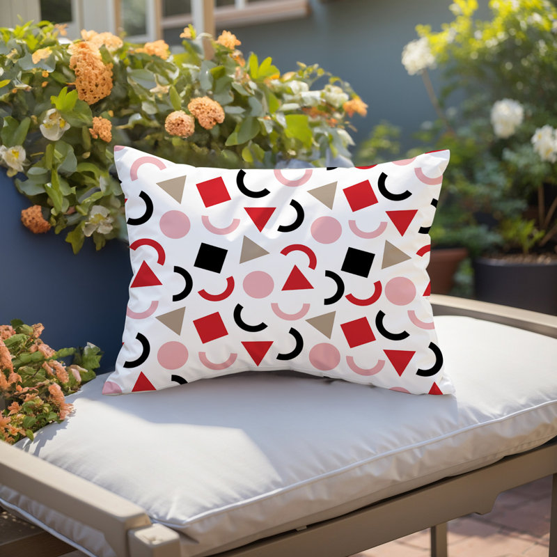 Coussin lombaire réversible intérieur / extérieur Fazzal, Rectangle H 18 po x l 25 po, Rouge