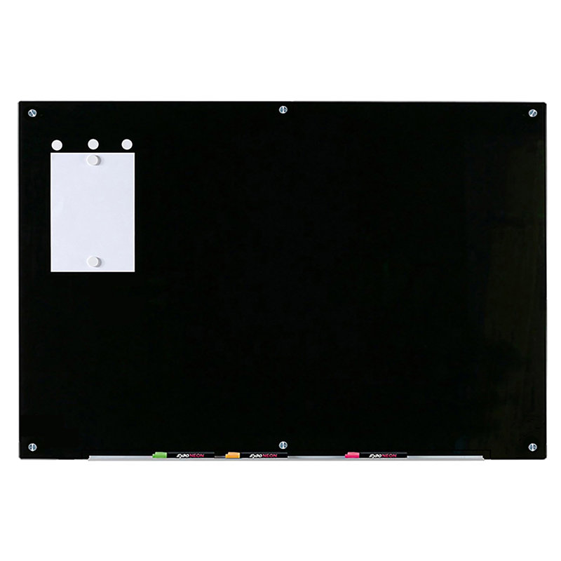 Panneau de verre magnétique mural noir, 39,37 po x 59,06 po