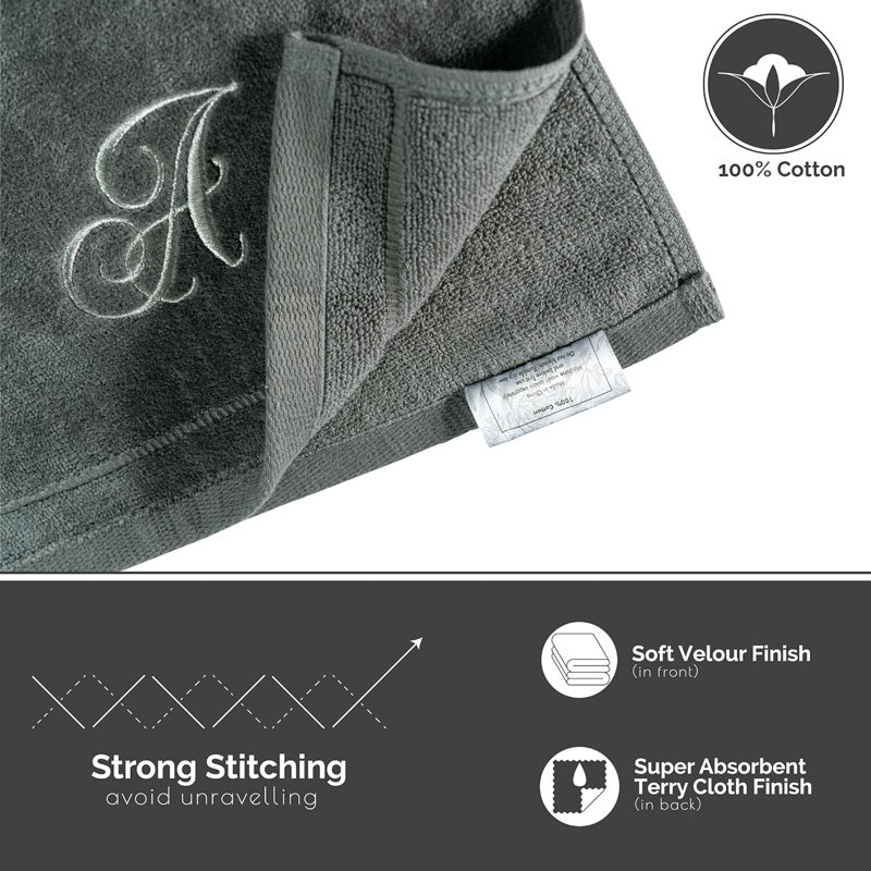 Creative Scents Monogrammed Fingertip Towels Silver Embroidered Set of 2, B