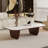 51.2" Rectangular Wood Coffee Table with Faux Marble Stone Top, Double-Layer Tabletop Design, Sturdy-297651241-271431265