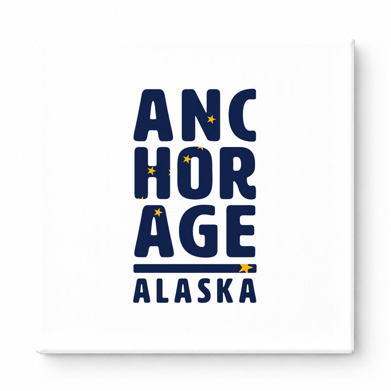 Anchorage Alaska - art mural carré sur toile, 8" W x 8" H