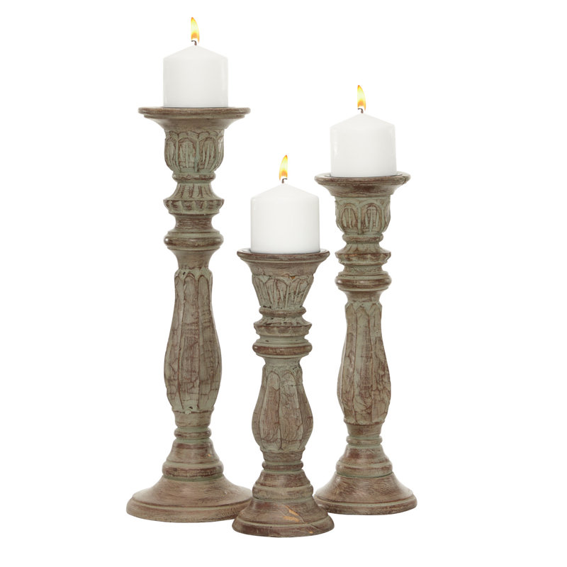Ensemble de 3 chandelles en bois