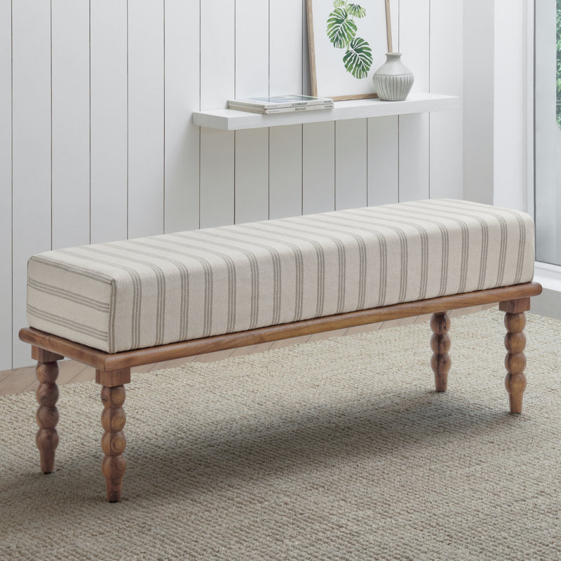 Banc rembourré l 52 po Artisan, Blanc