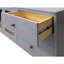 Console Izya 59 po, 2 portes vitrées, 3 tiroirs, bois massif bleu